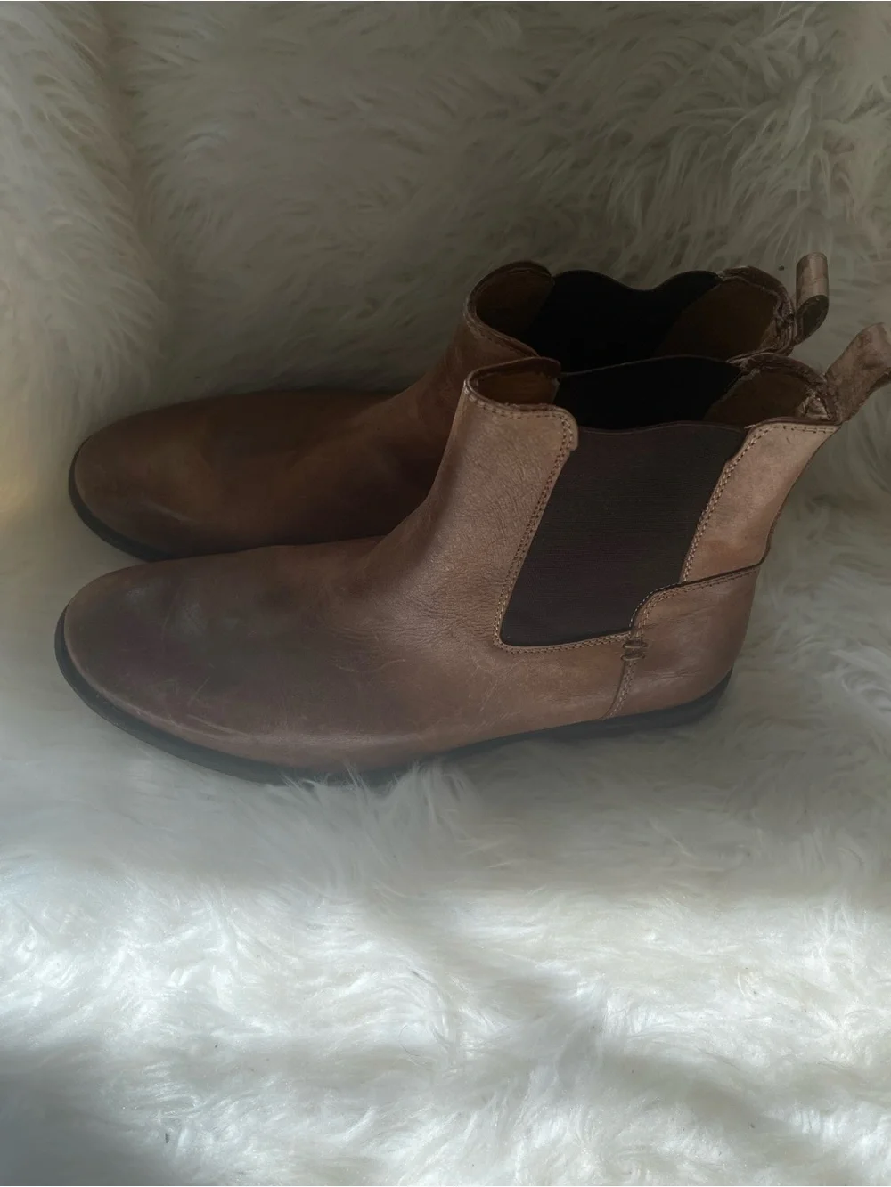 GBX Men’s Chelsea Boots leather tan and Brown elastic sides slip on boots SZ10.5